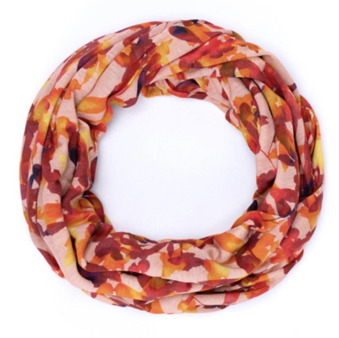 Chestnut Leaf FIA print infinity scarf NEW 