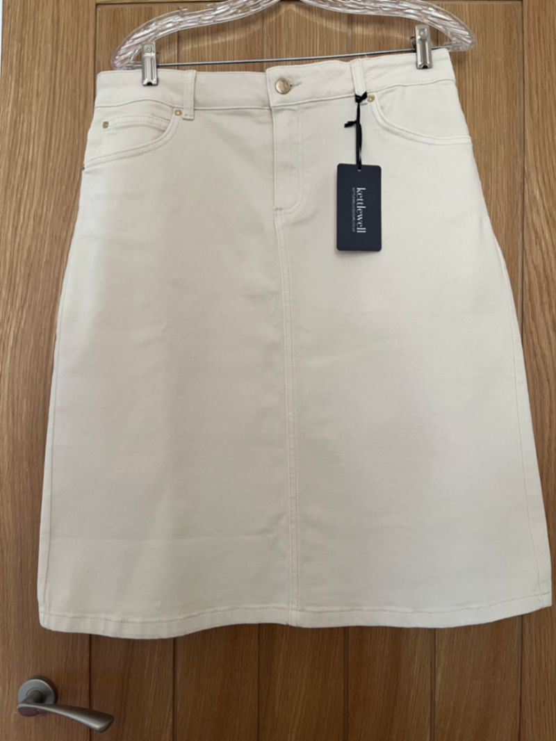 Darla denim skirt, cream, LL, BNWT