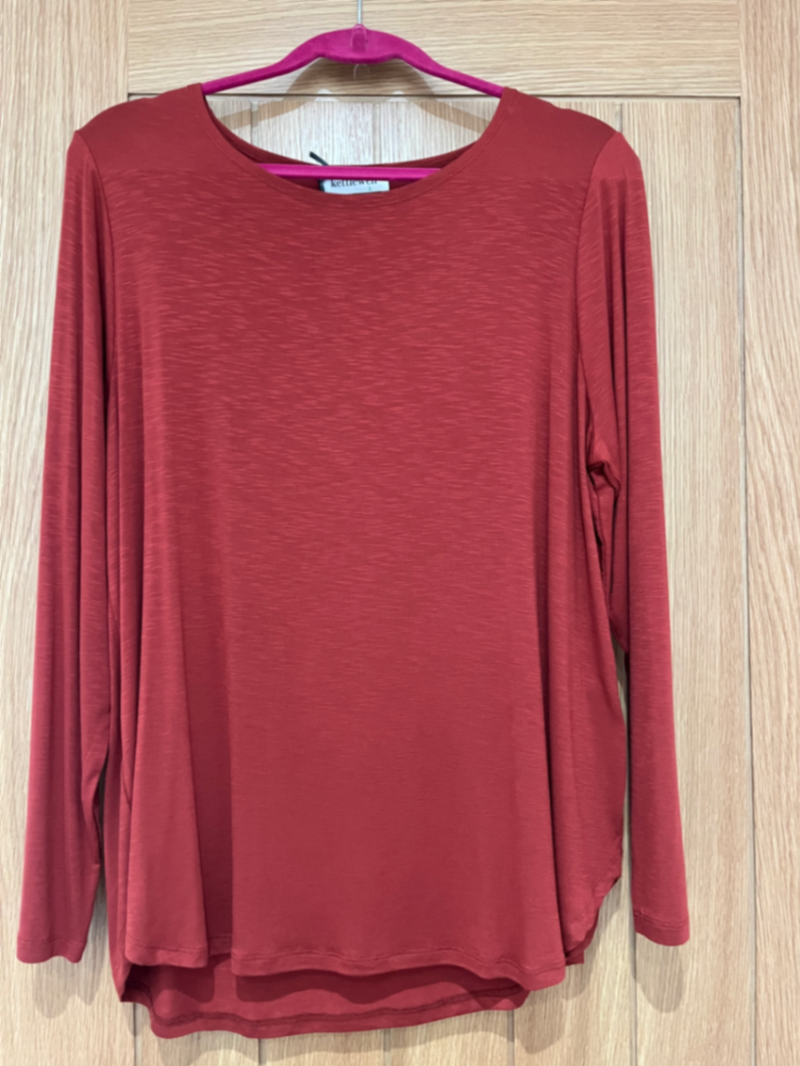 Imogen Long Sleeve Top, Rust, Autumn, L