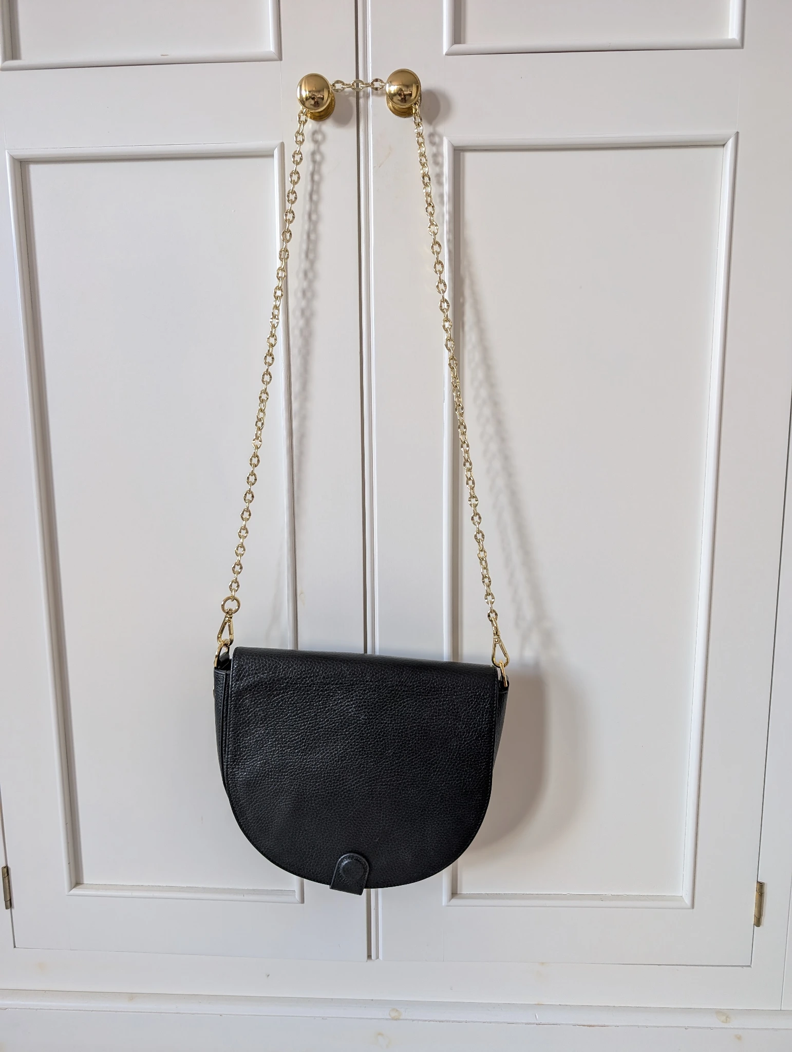 Black almost naked Luna satchel with gold hardware and chain