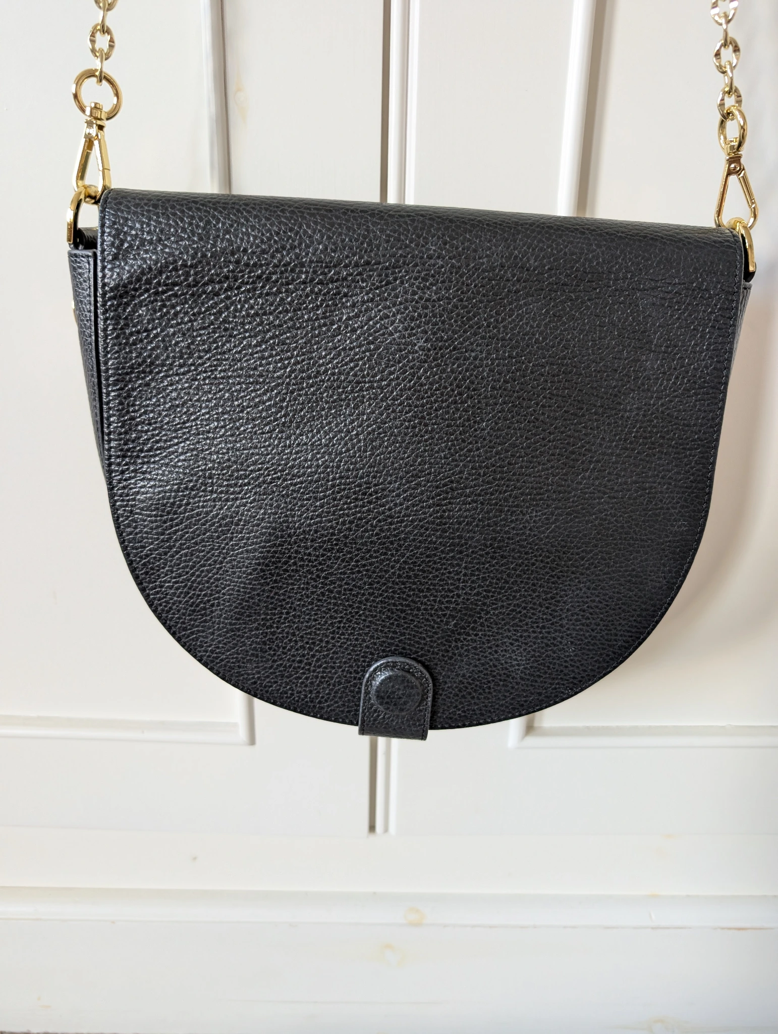 Black almost naked Luna satchel with gold hardware and chain