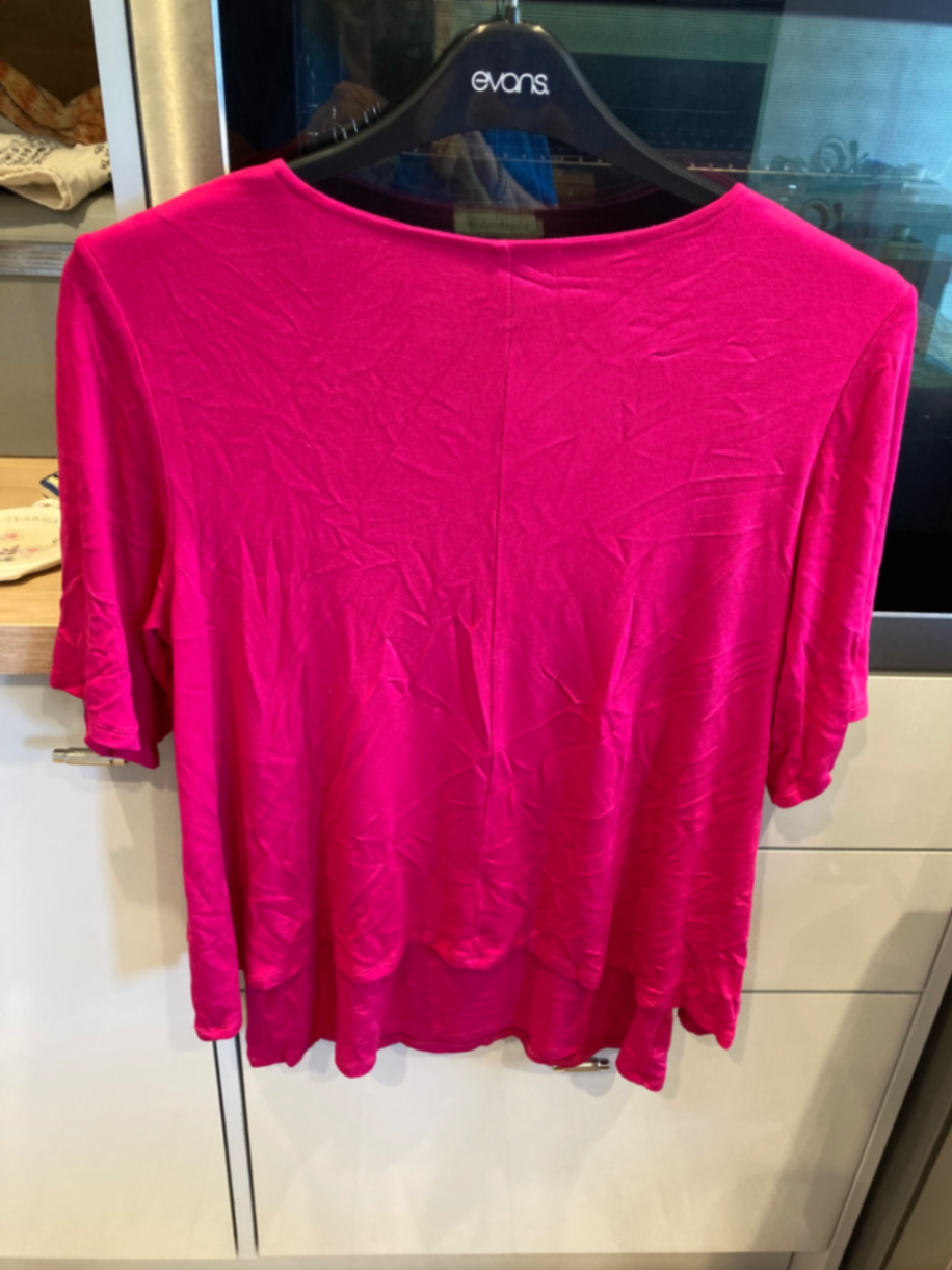 Gemma Short Sleeve Double layer Top Fuchsia L (14)