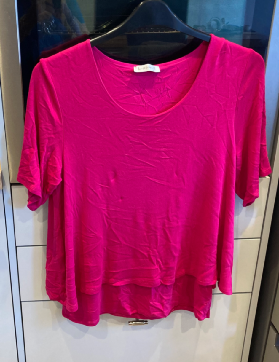 Gemma Short Sleeve Double layer Top Fuchsia L (14)