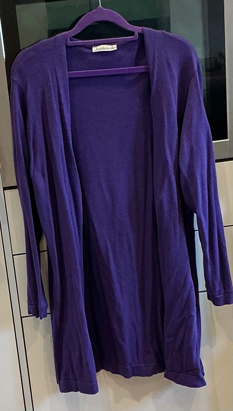 Kettlewell Cotton Cashmere Cardigan Su/au/wi Royal Purpke Size 16 LL