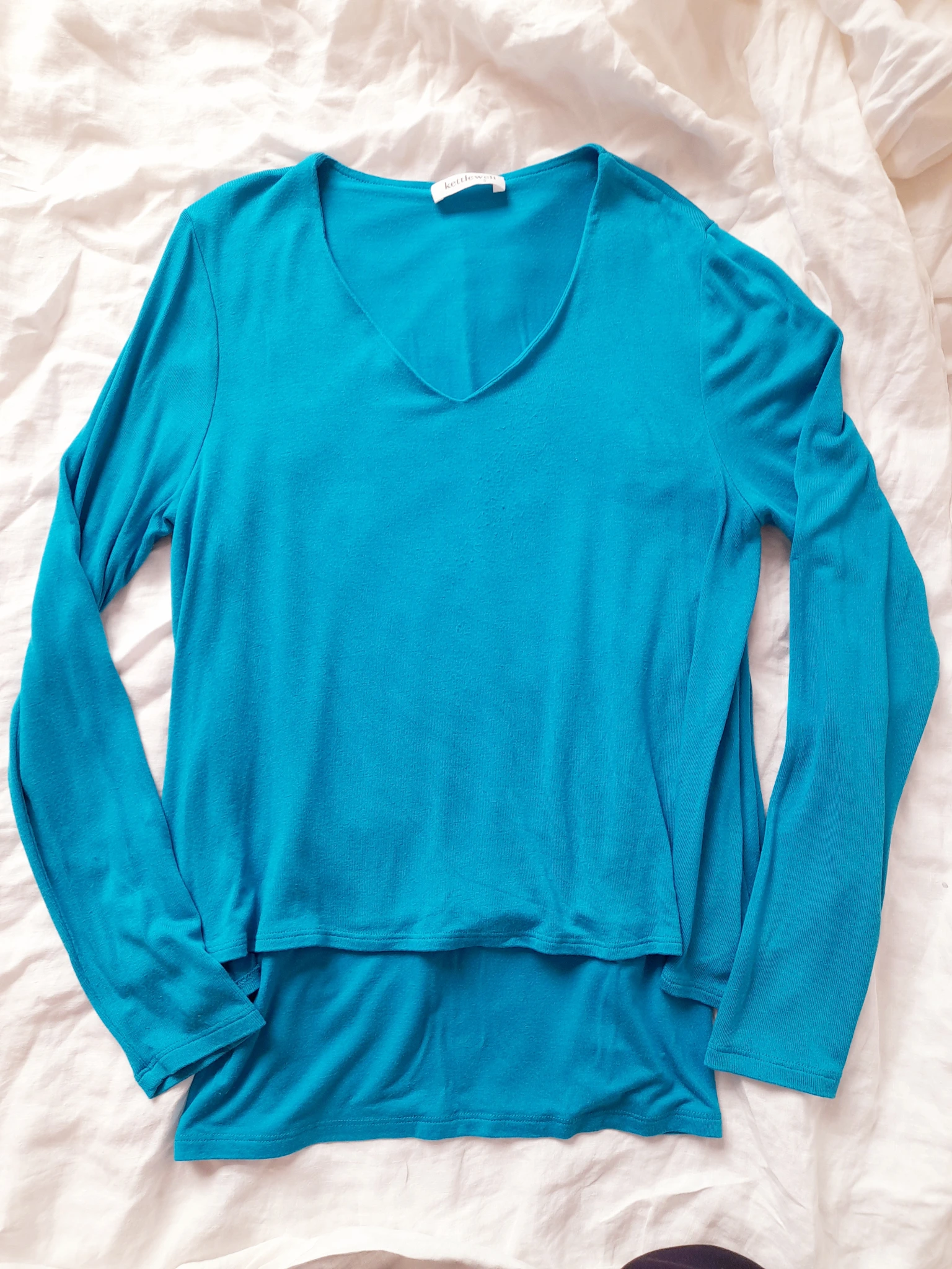 Lulu layered top in turquoise, size S