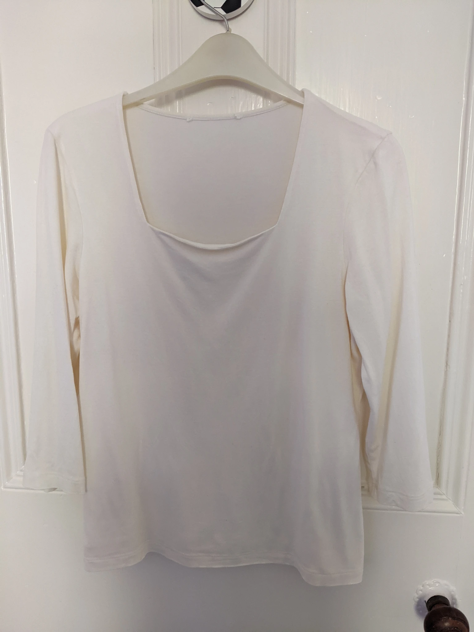 Cream 3/4 sleeve square neck top