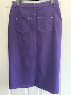 Purple Denim Midi Skirt with Front Slit