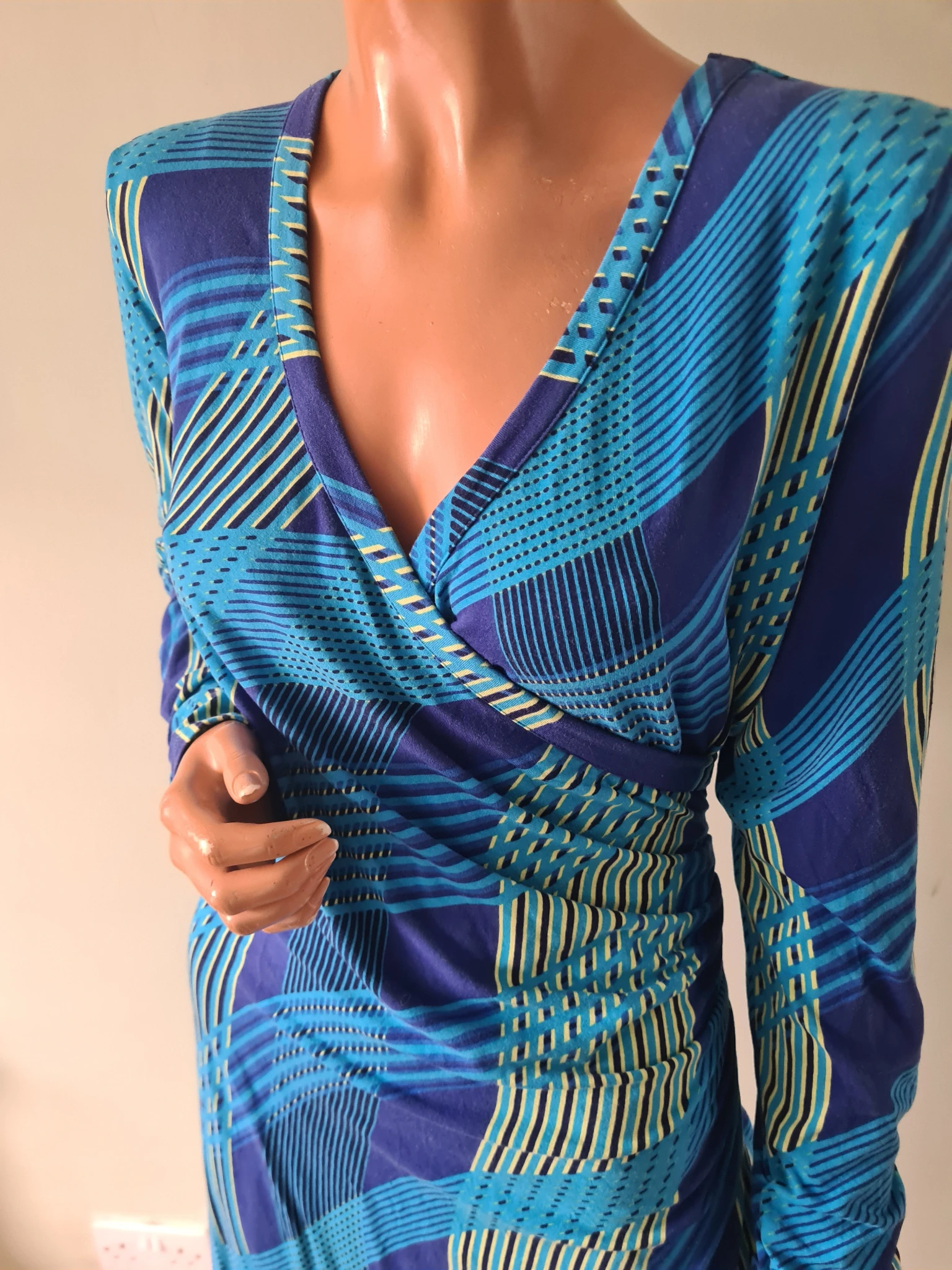 Faux Wrap Print Arabella Dress Periwinkle Azure Springs Winters L