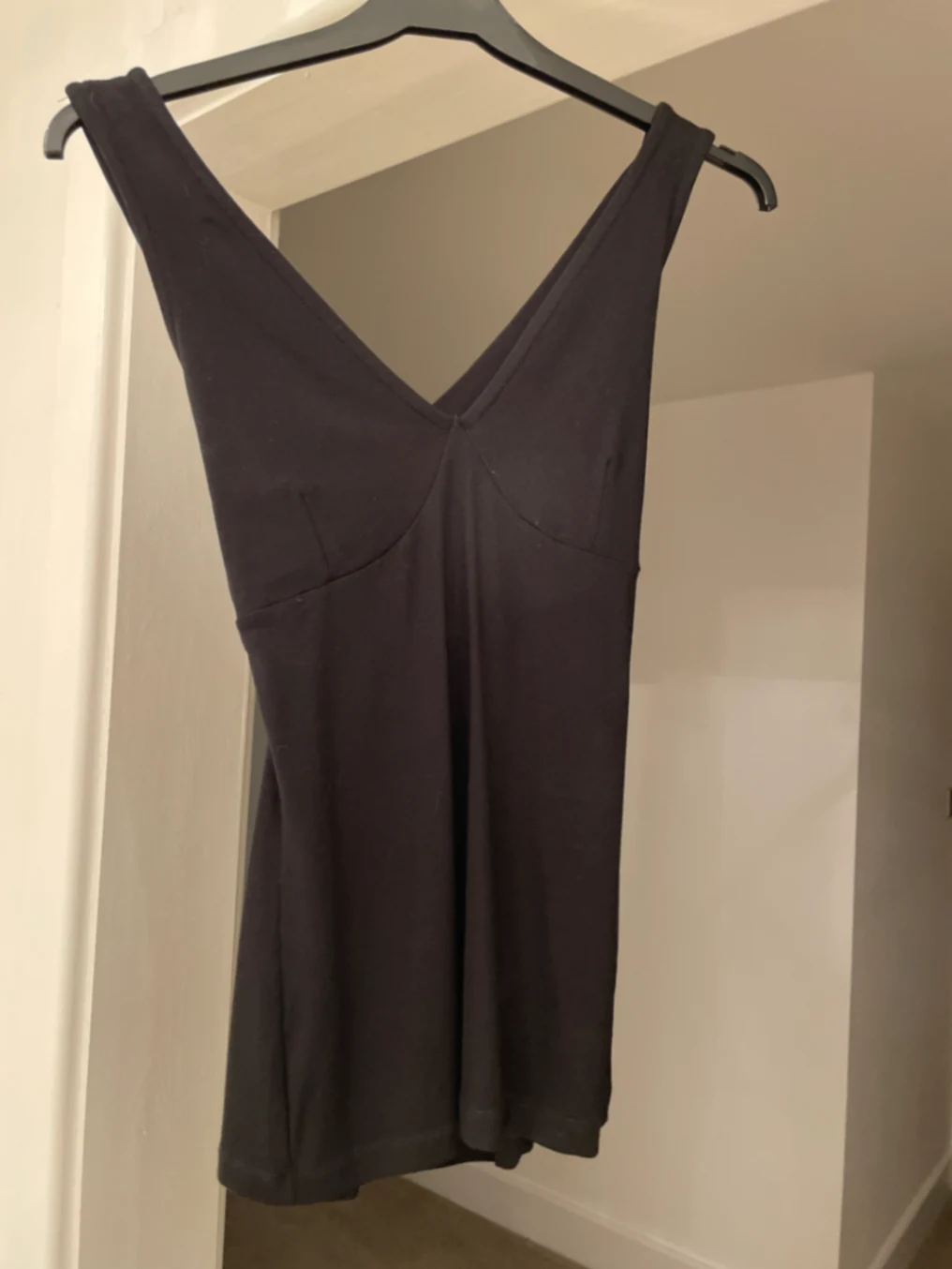 Black v neck vest top with tie back