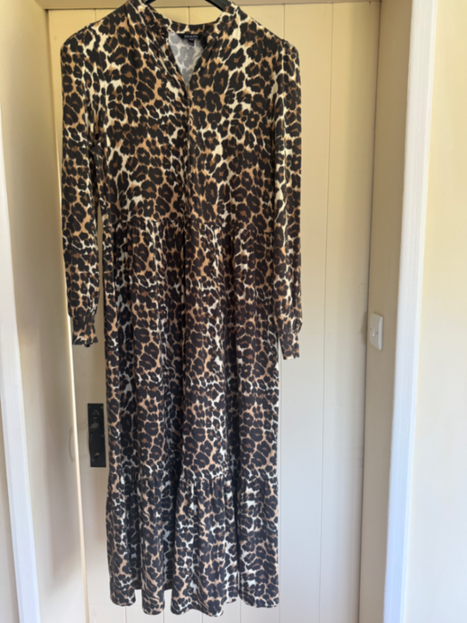 Leopard Print Jersey Shirt Dress