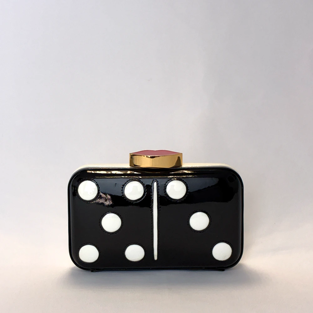 BLACK AND WHITE DOMINO FIFI CLUTCH