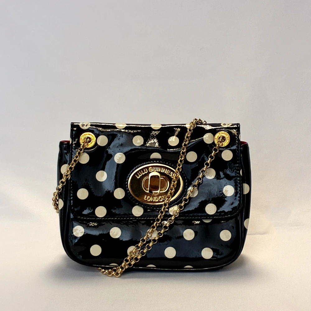 BLACK WITH WHITE POLKA DOT ANNABEL SHOULDER BAG