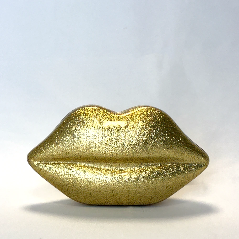 BRIGHT GOLD LIPS CLUTCH