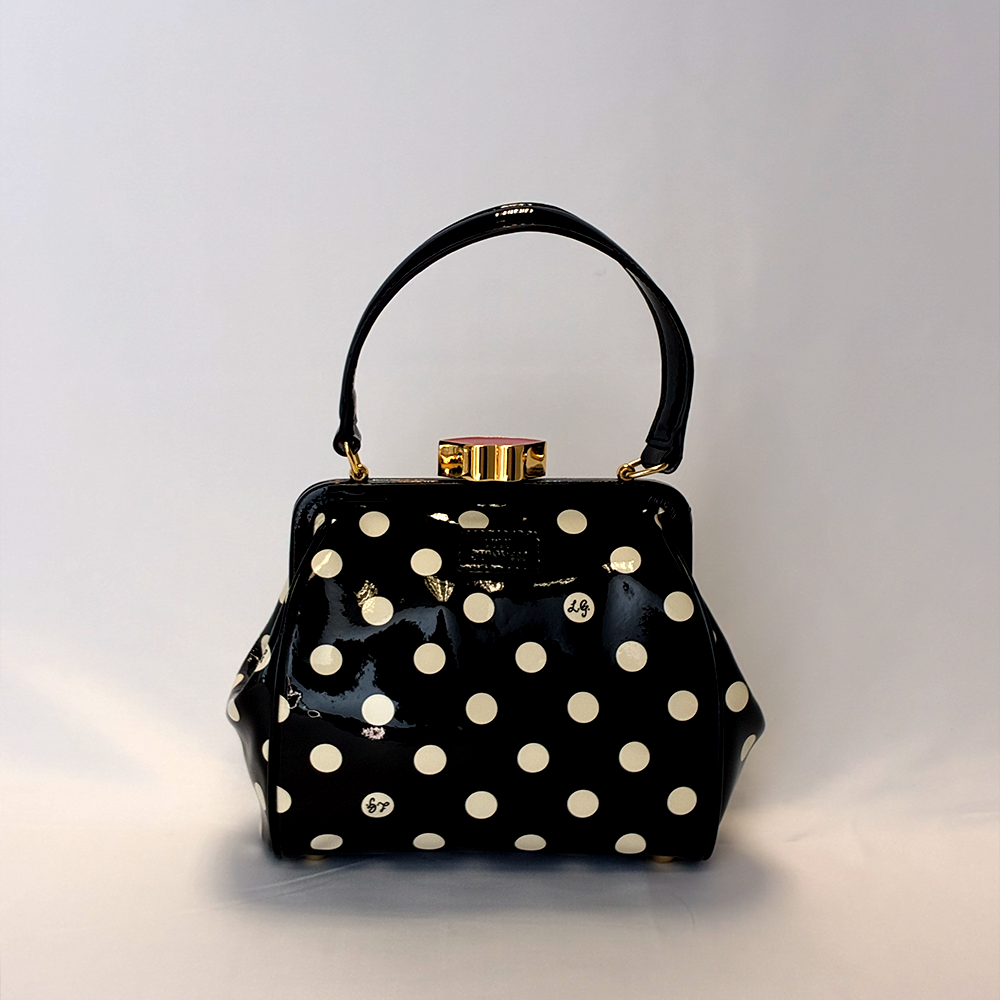 BLACK & WHITE POLKA DOT EVA BABY FRAME HANDBAG