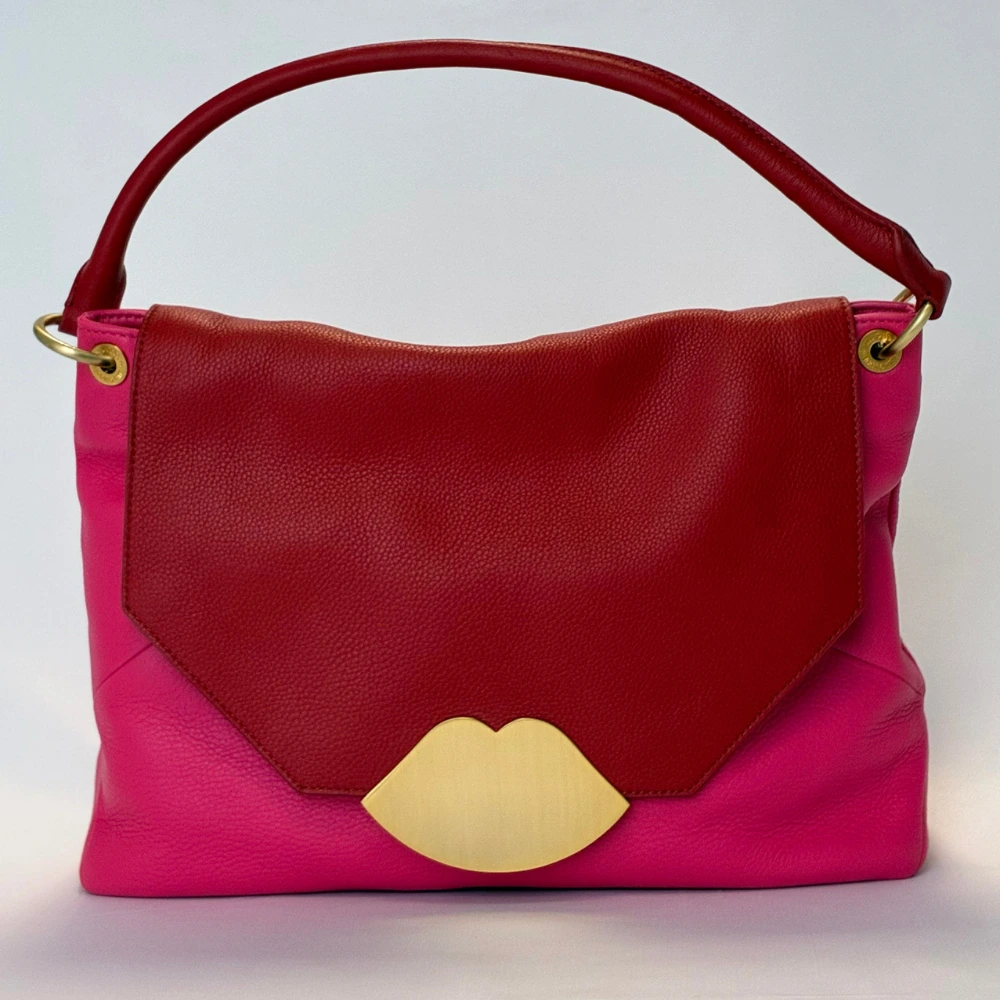 PINK AND RED LEATHER NICOLA SHOULDER BAG
