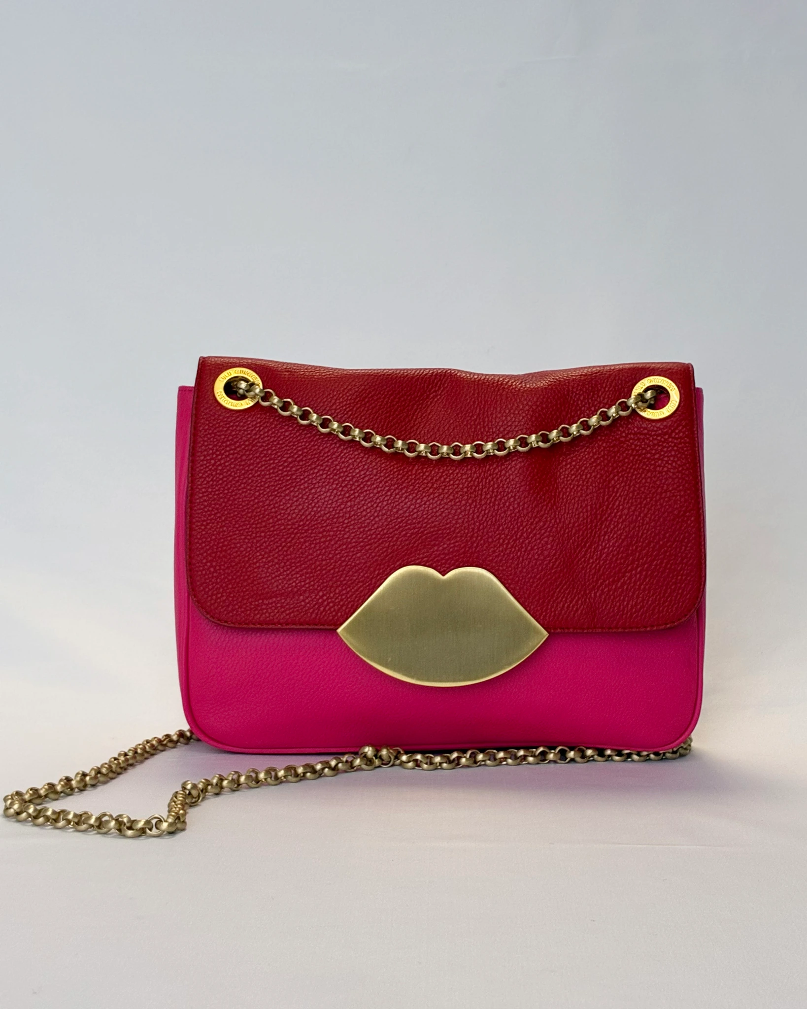 PINK AND RED LEATHER ANNABEL SHOULDER BAG