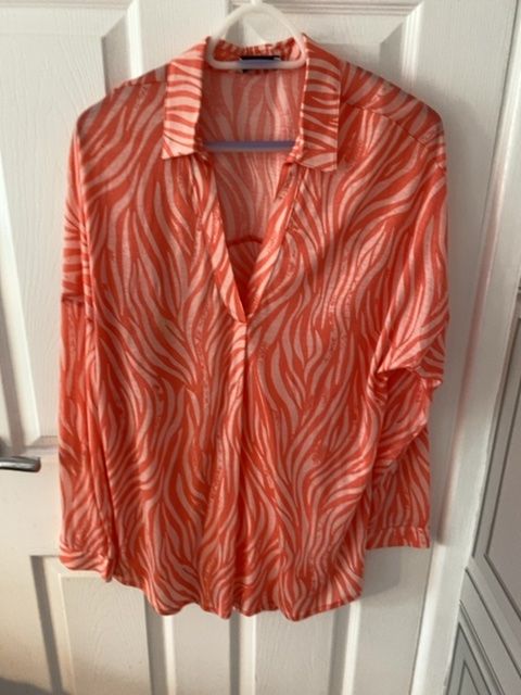 Kettlewell Zebra Print Blouse in Coral