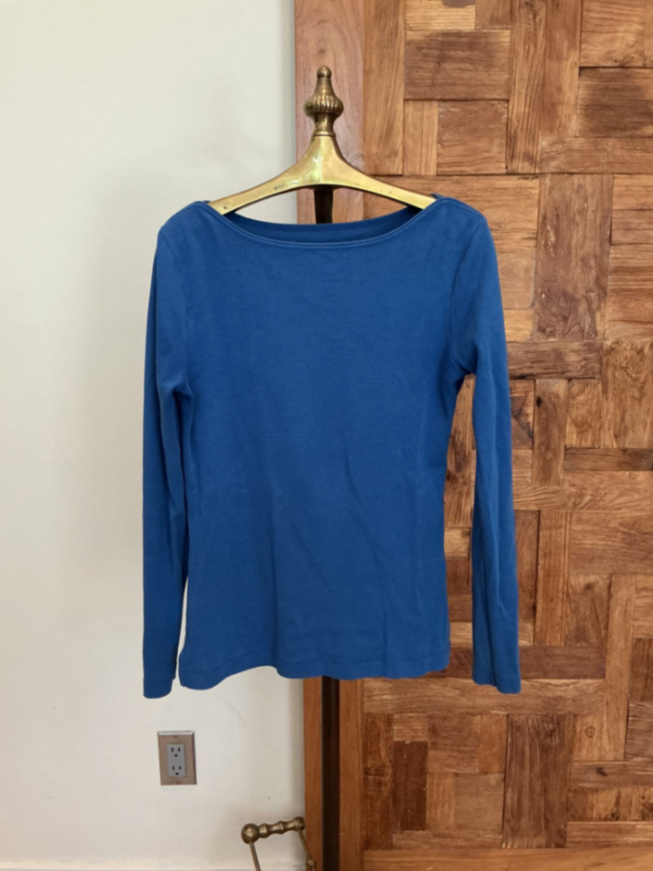 100% cotton long sleeve tee in true blue
