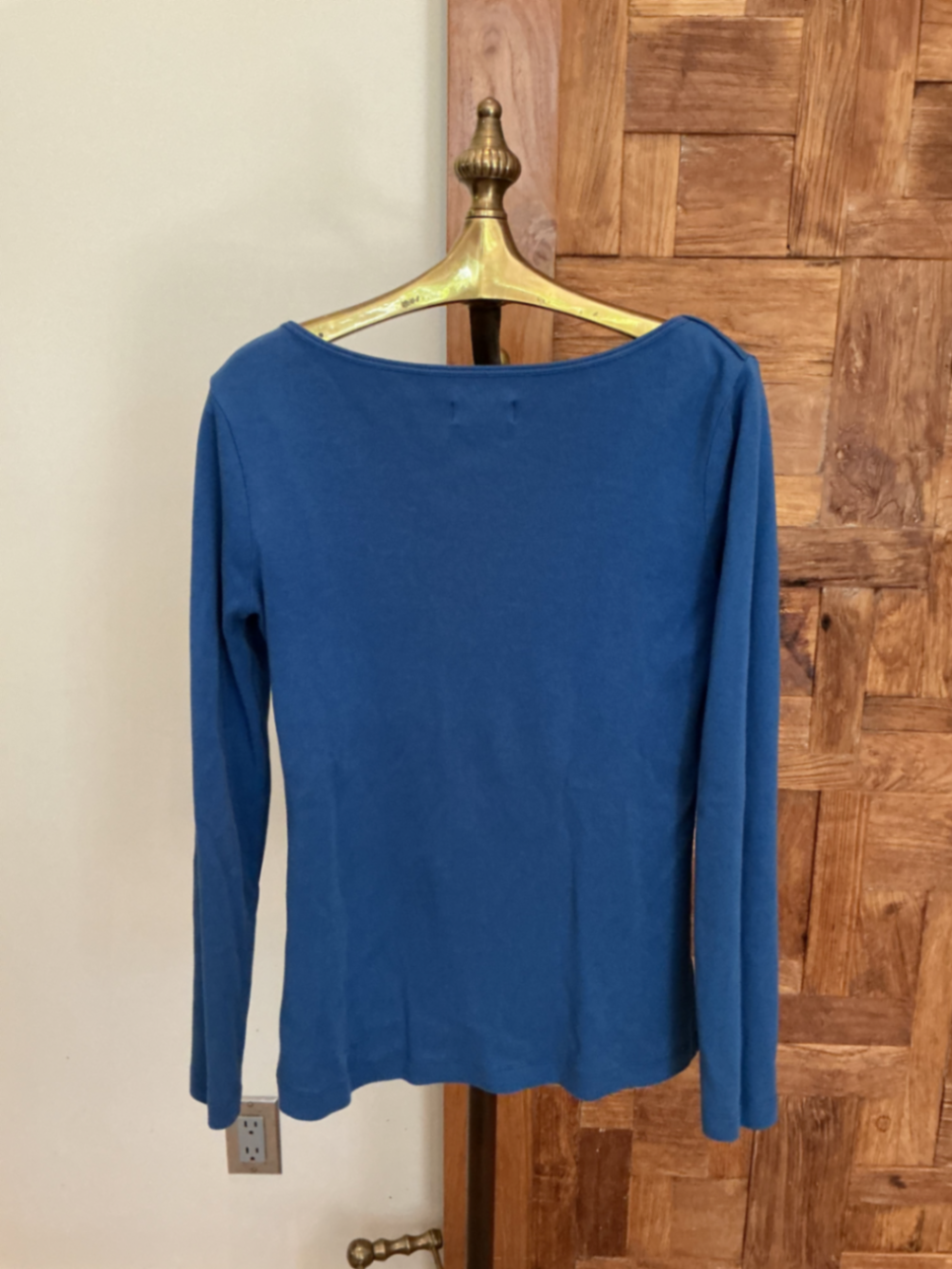100% cotton long sleeve tee in true blue