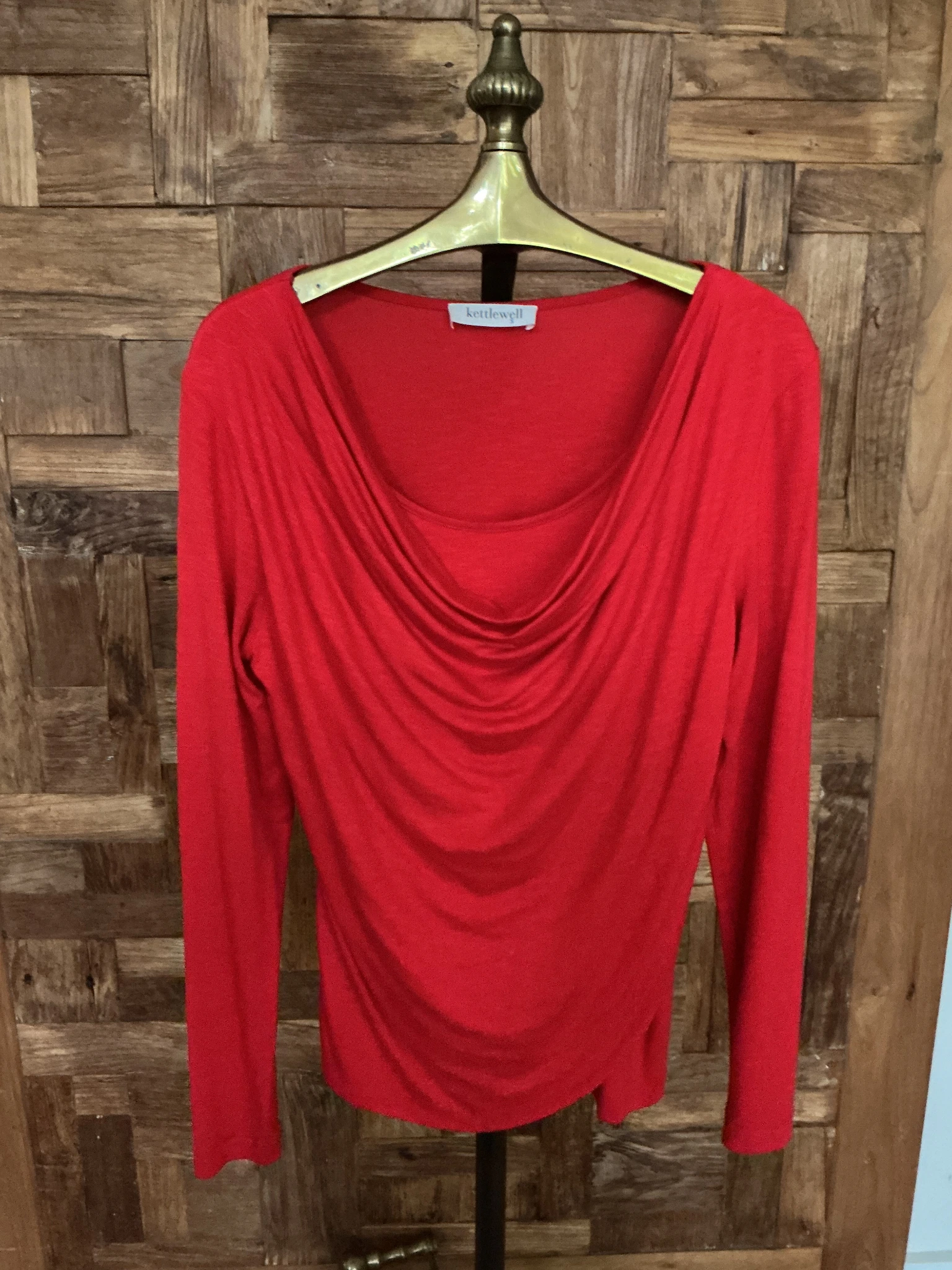 Long Sleeve Cowl Neck in Coral Red (sp,au)