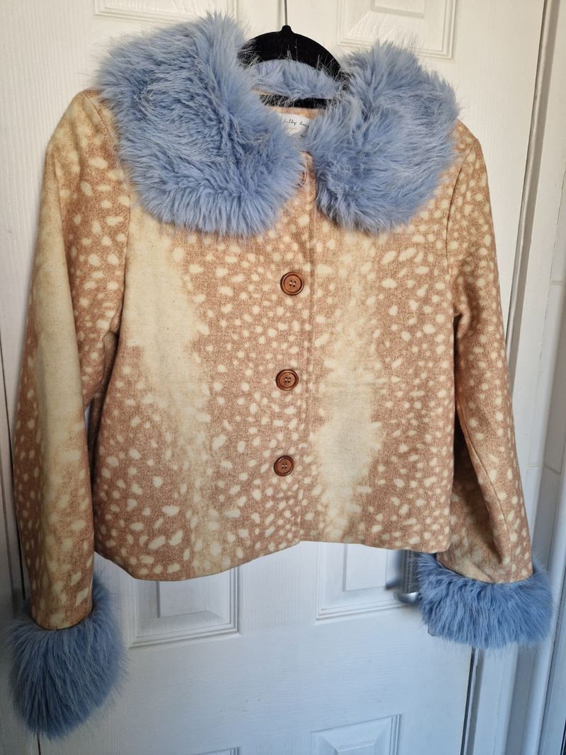 Deer Jacket Blue Faux Fur 