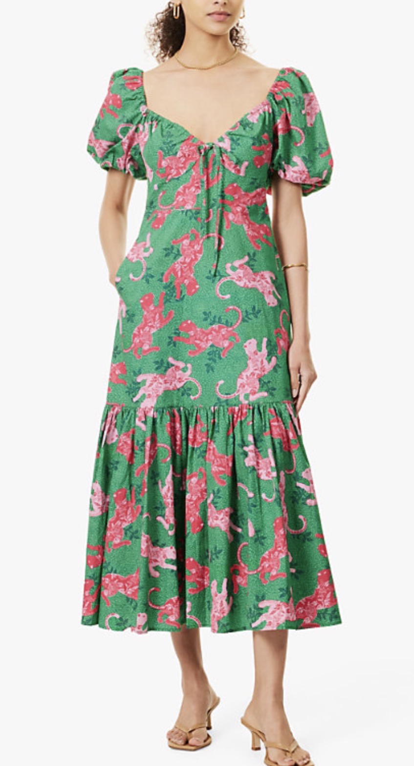 Zillah Dress | Leopard Green/Pink