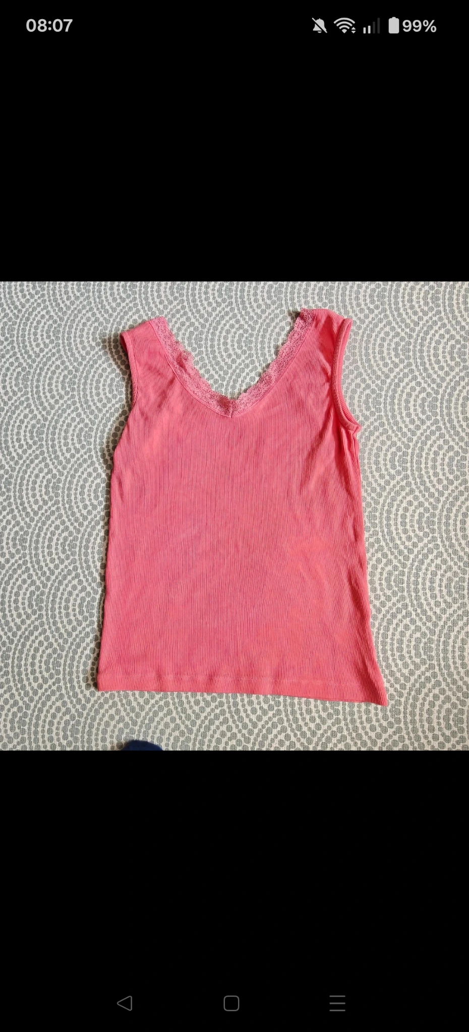 Lace detail ribbed vest top warm spring autumn pink