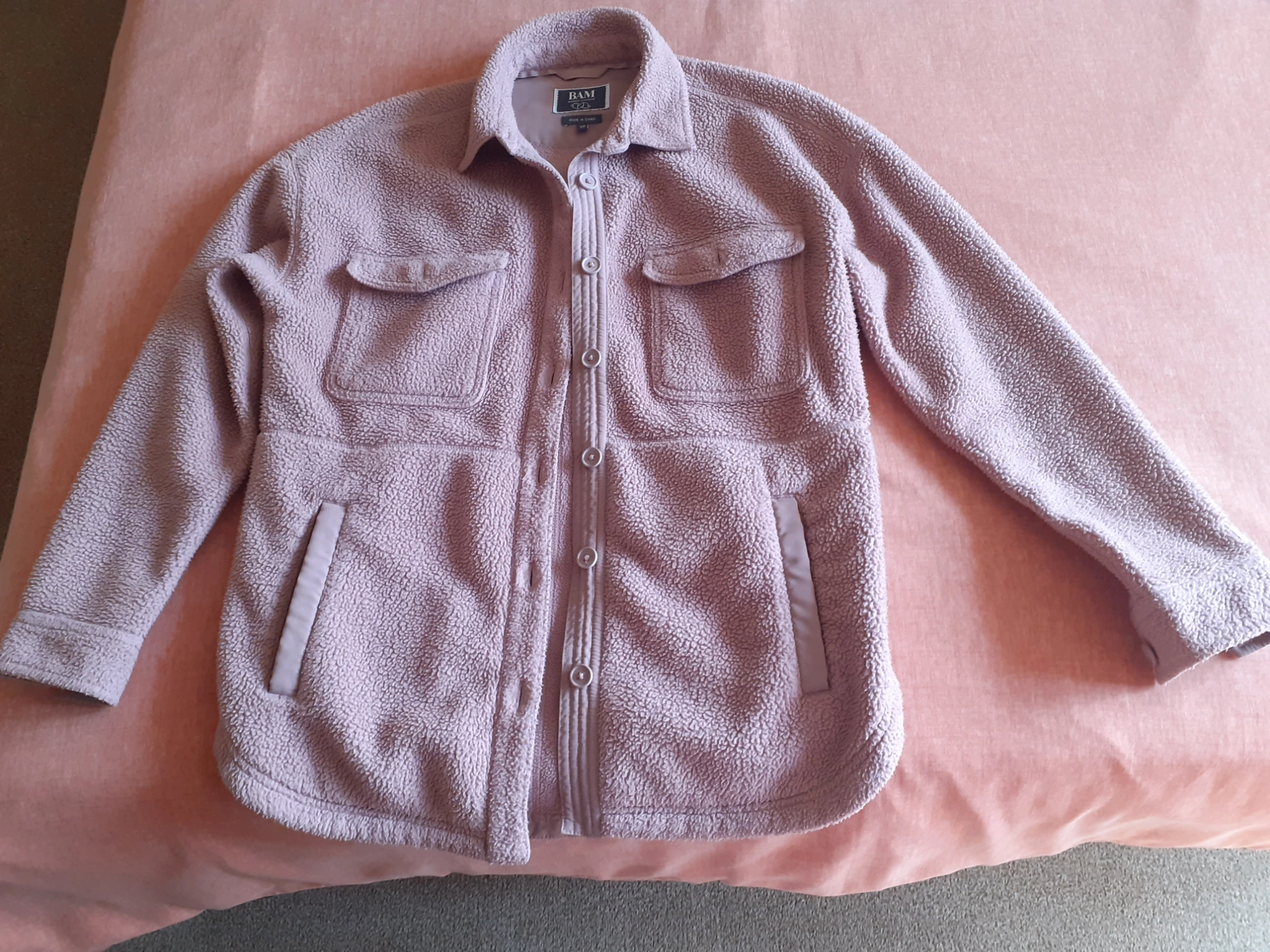 Recycled shirt style fleece with buttons