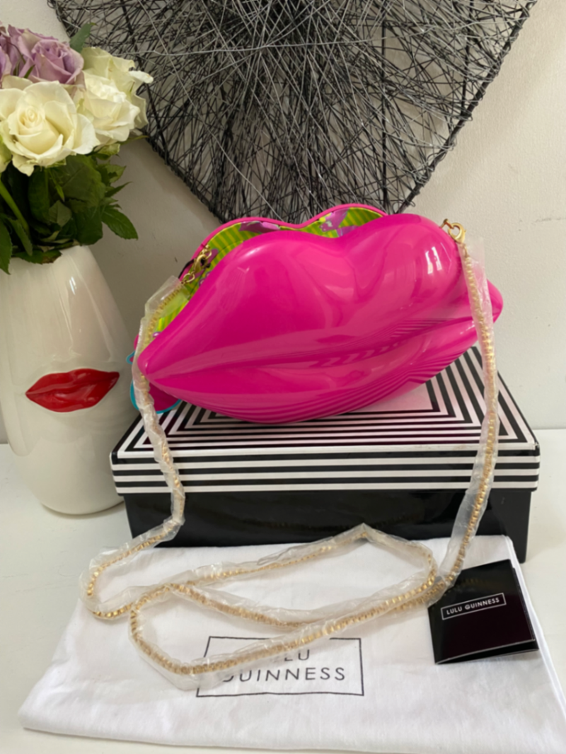 Large Shocking Pink Lips Clutch 