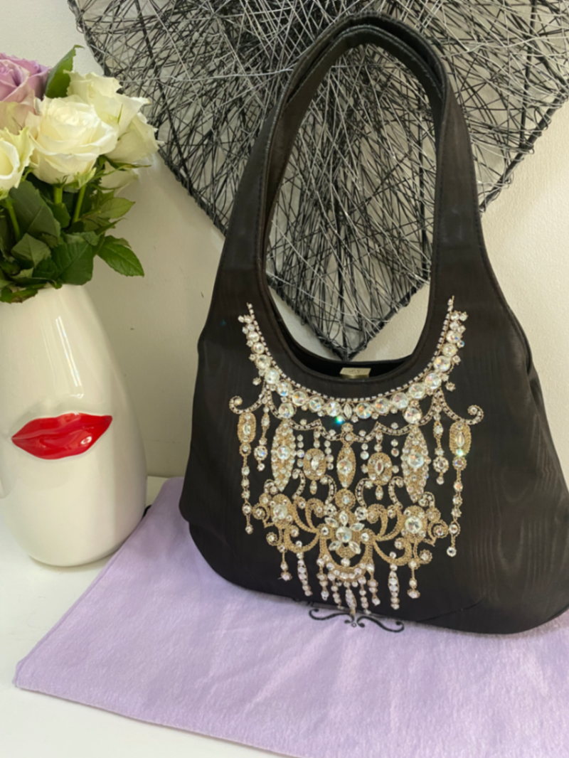 Chandelier Rosa Black Moire Bag