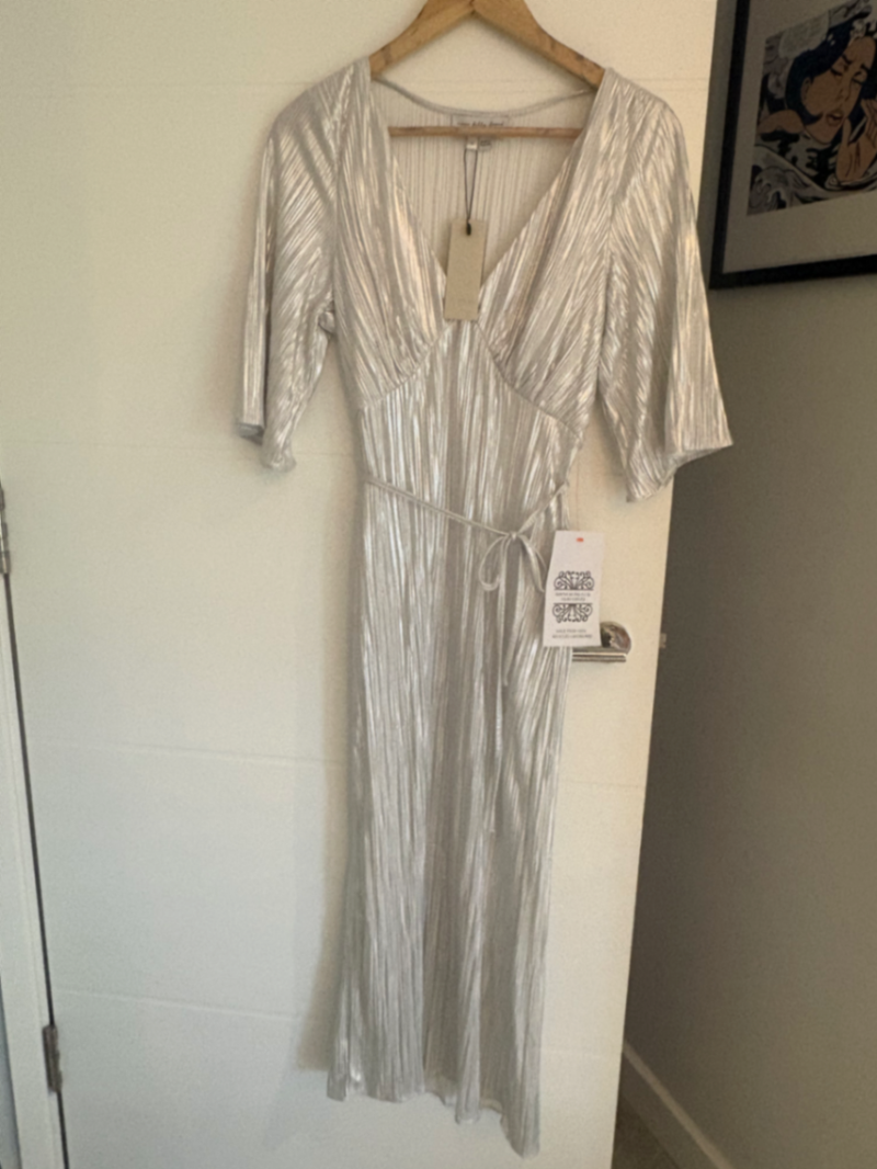 grey plisse dress Silver Midi Midaxi dress
