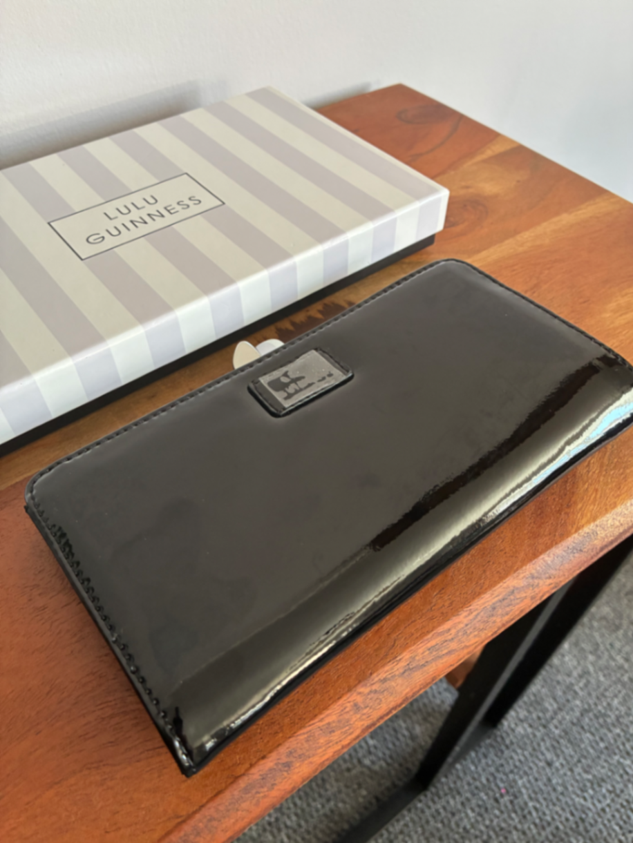 Lulu Guinness Large Leather Flat Frame Purse - Black 