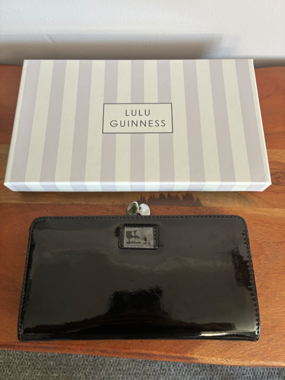 Lulu Guinness Large Leather Flat Frame Purse - Black 