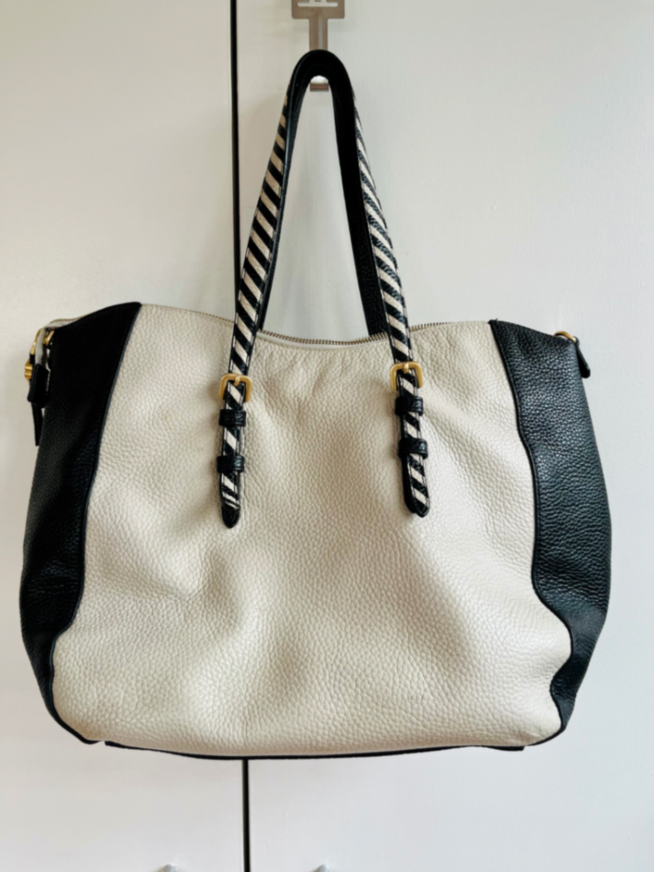 Julia Tote bag - ecru and black 