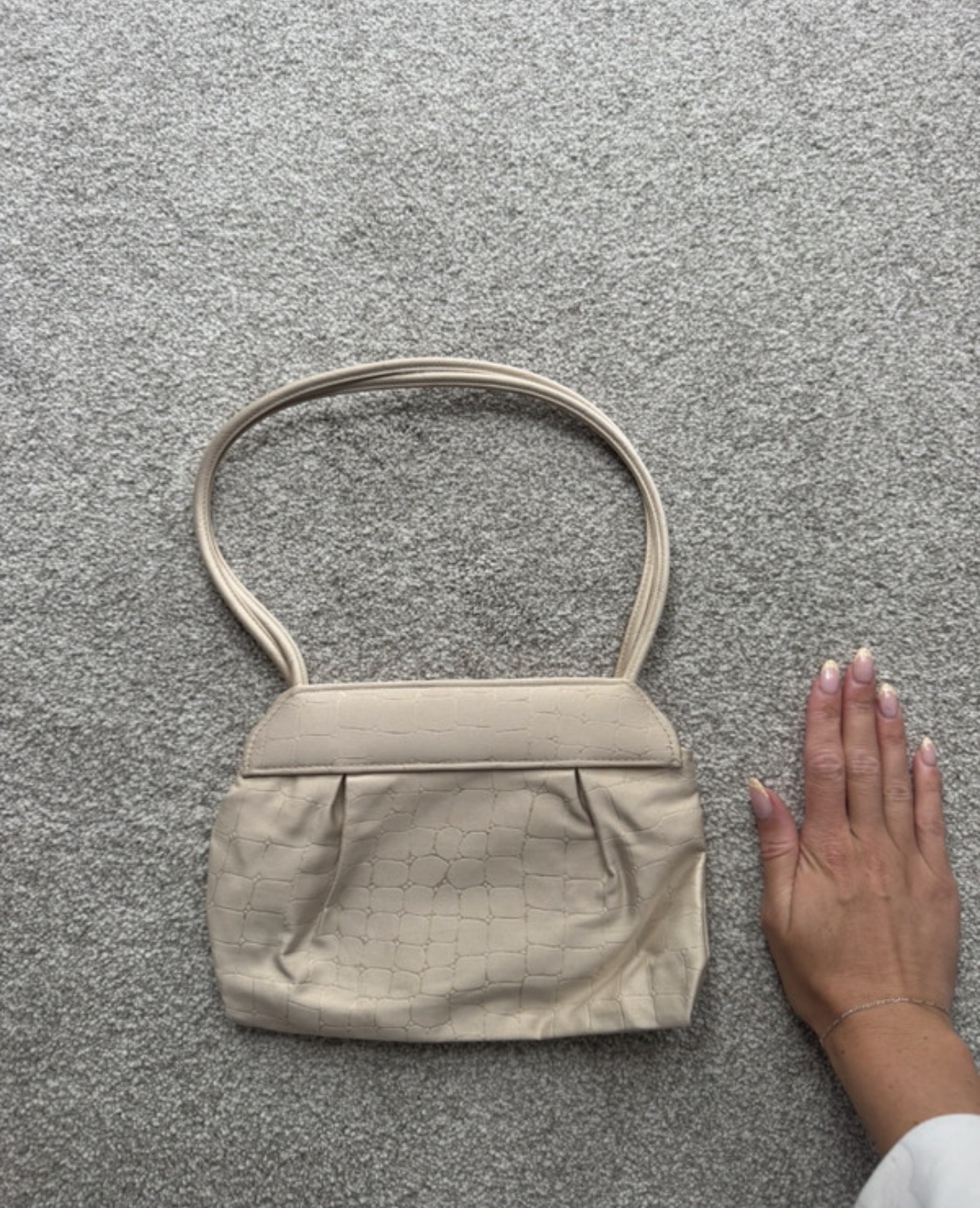 Vintage Lulu Guinness x Debenhams Cream Croc Print Mini Evening Bag