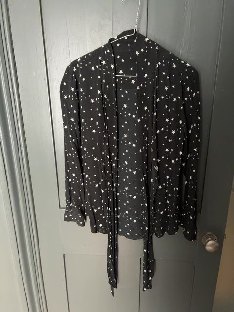 Star silk tie neck blouse