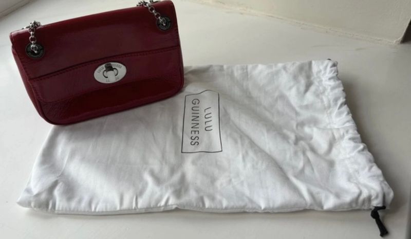Peyton red patent handbag small