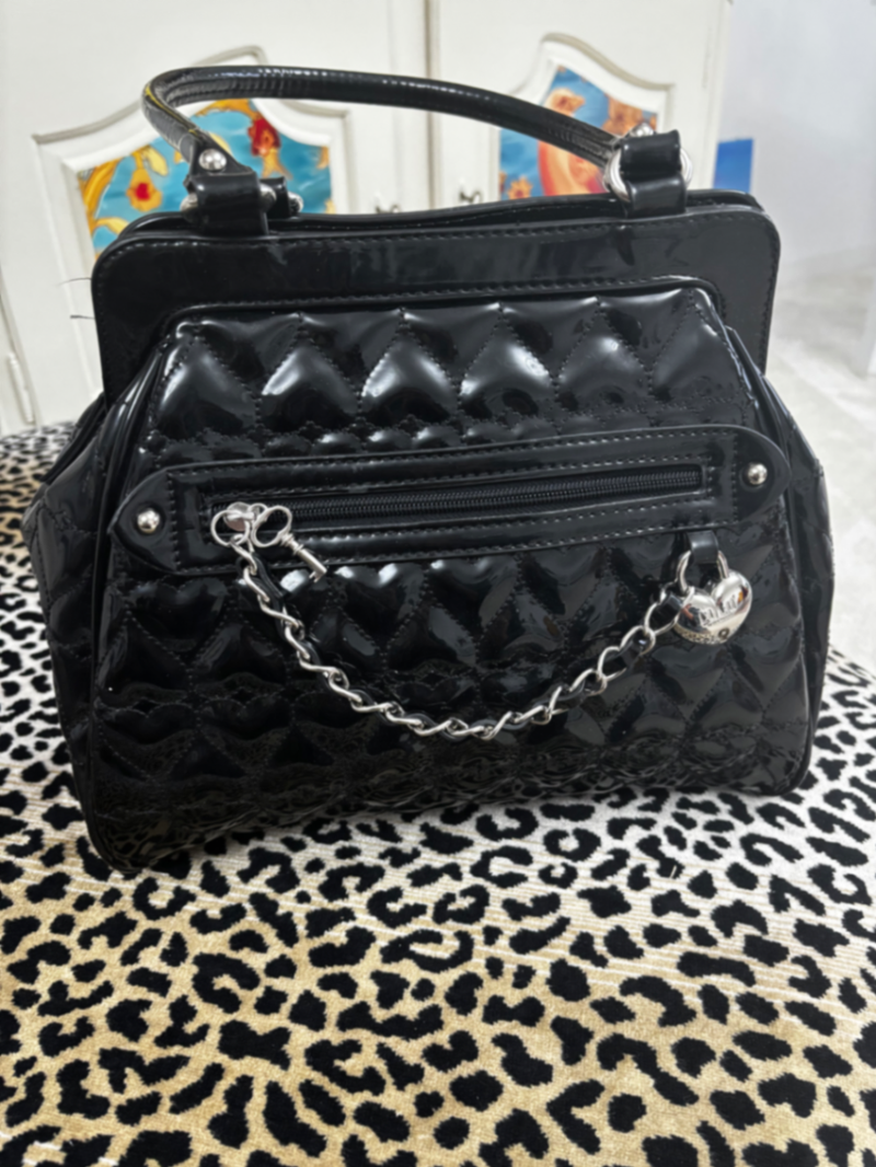 Key to My Heart" Quilted Patent Leather Shoulder Bag
