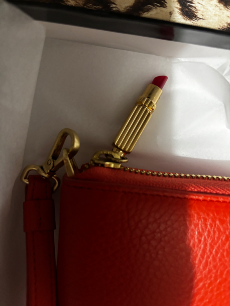 Orange Leather Lipstick charm purse