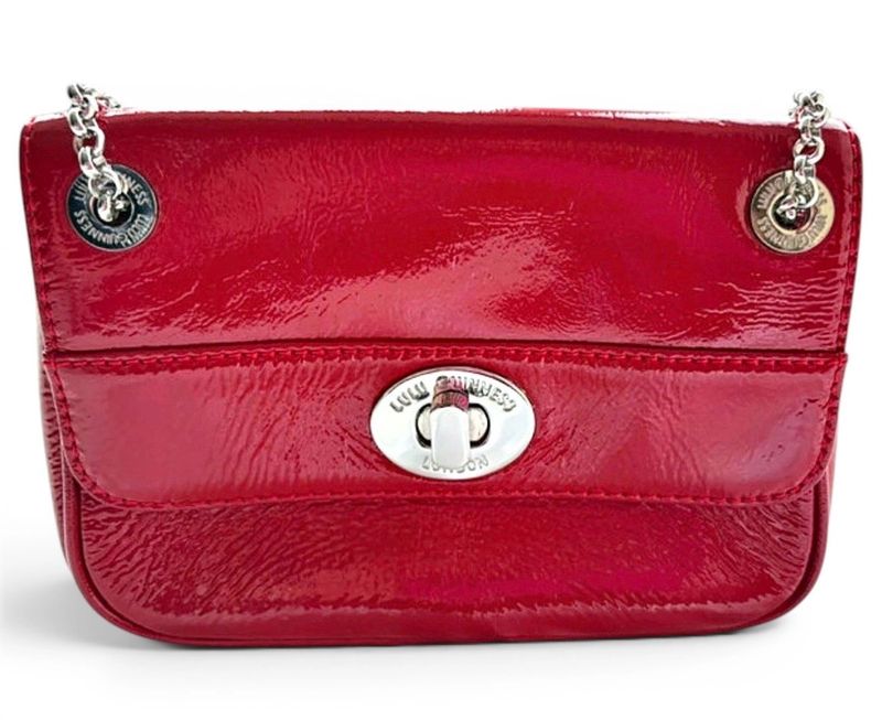 Peyton red patent handbag small