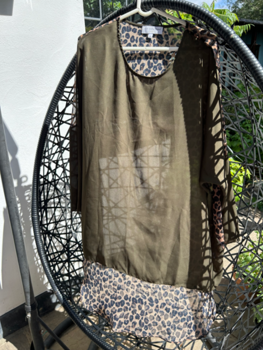 Khaki And Leopard Alexander Top