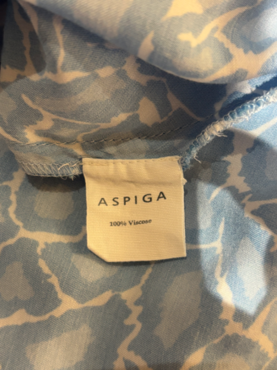 Aspiga Blue & White Animal Print Ruffle Wrap Midi Dress