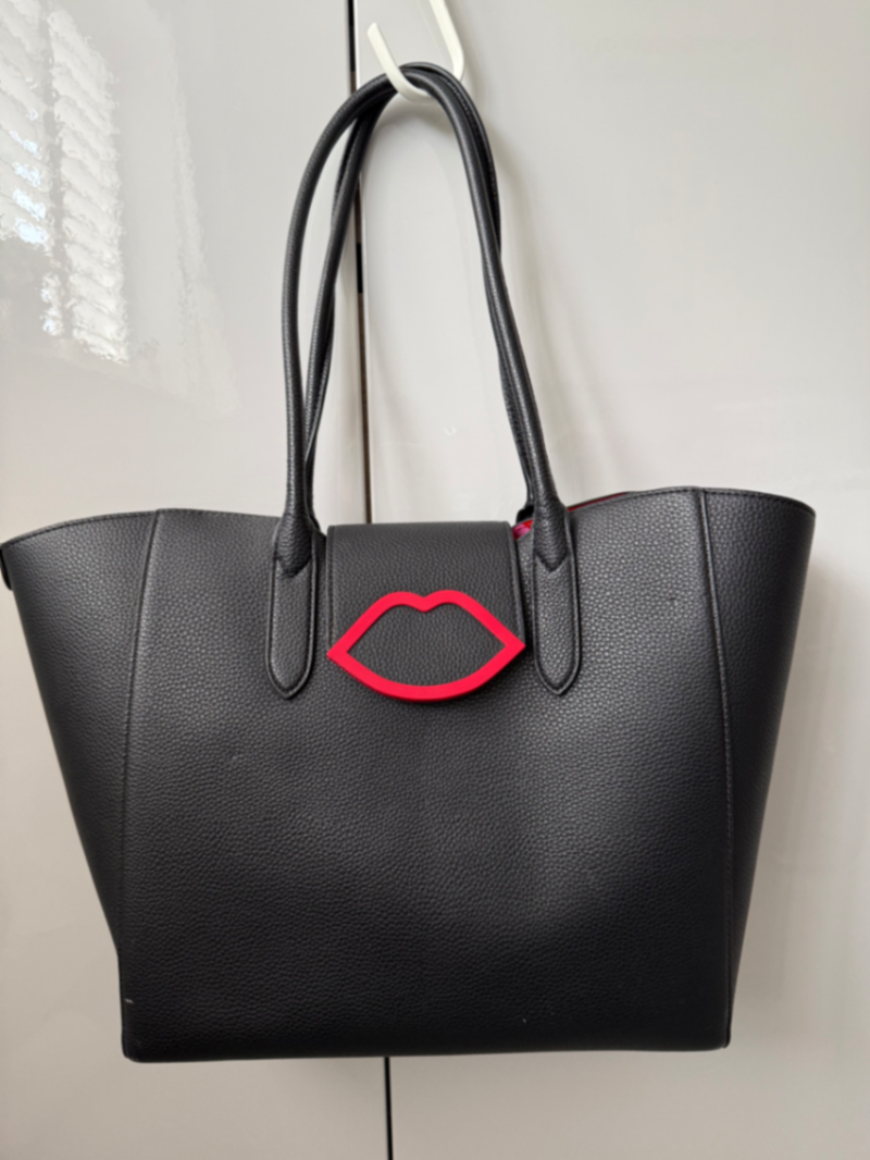 Black Cupid’s Bow Large Sofia Tote Bag