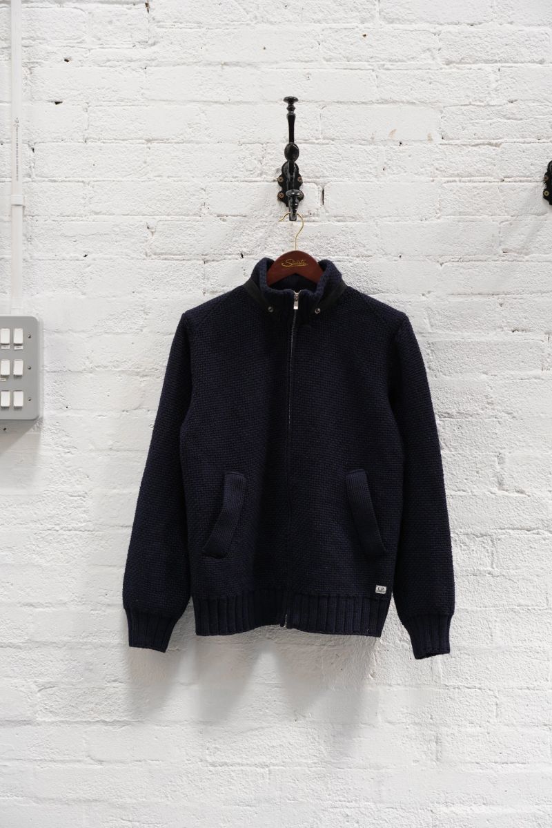 C.P. Company Zip Through Knitted Sweater - Navy