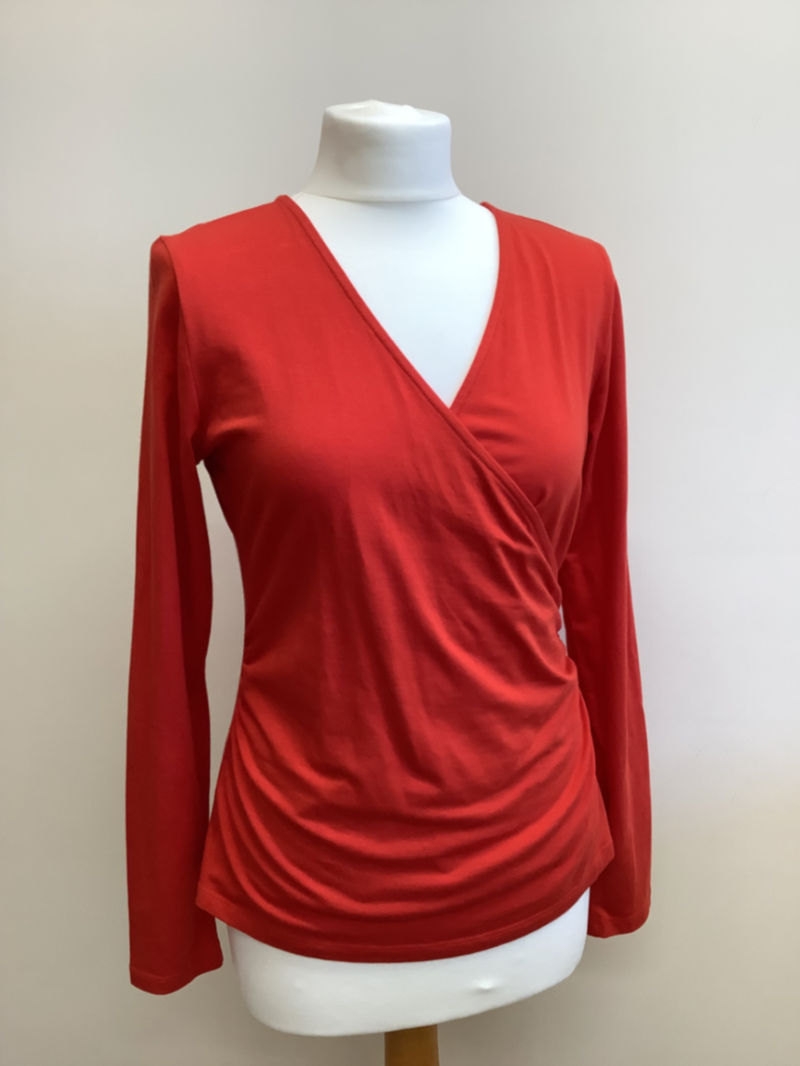 Brick Red wrap long-sleeve Cotton / Modal top