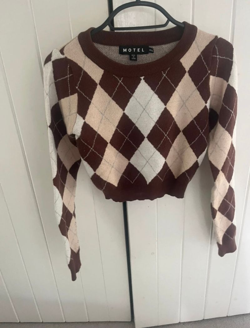 Zuki Jumper in Knit Argyle Tan
