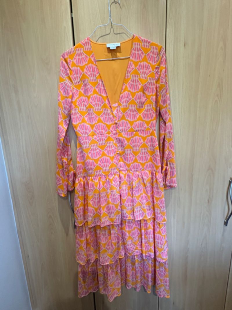 Orange Shell Tiered Dress