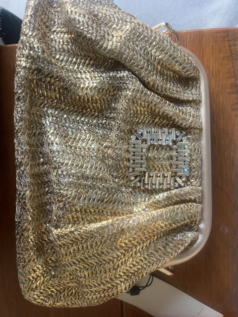 Gold clutch bag