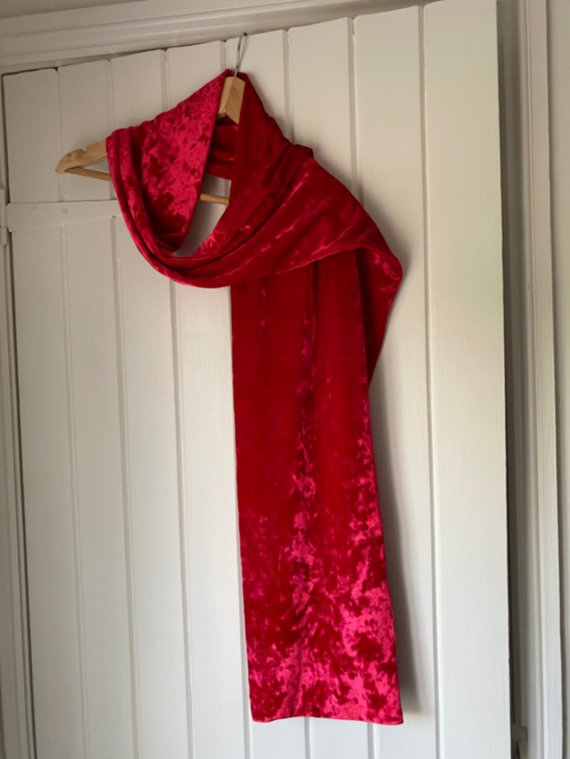 Red Crushed Velvet Scarf