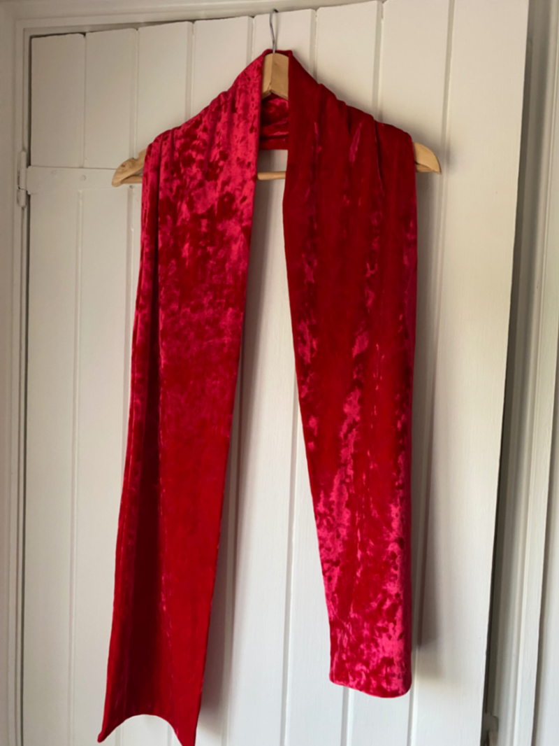 Red Crushed Velvet Scarf